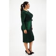 thumbnail image 2 of Vestido midi efecto metalico Roman Fashion, Talla Extra, Verde botella, 4259, 2 of 7