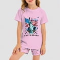 thumbnail image 2 of HCNTES Toddler Baby Boy Girl Outfit USA Flag Embroidery Knit Short Sleeve T Shirt Tops And Shorts Set Kids 1T 2T 3T 4T 5T 6T 7T 8T 9T Independence Day Clothes(D01-Light Pink,5-6 Years), 2 of 7