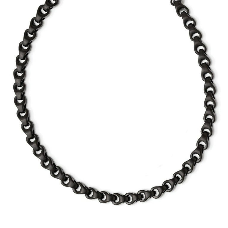 Mia Diamonds Stainless Steel Black IP Plated Brushed Necklace
