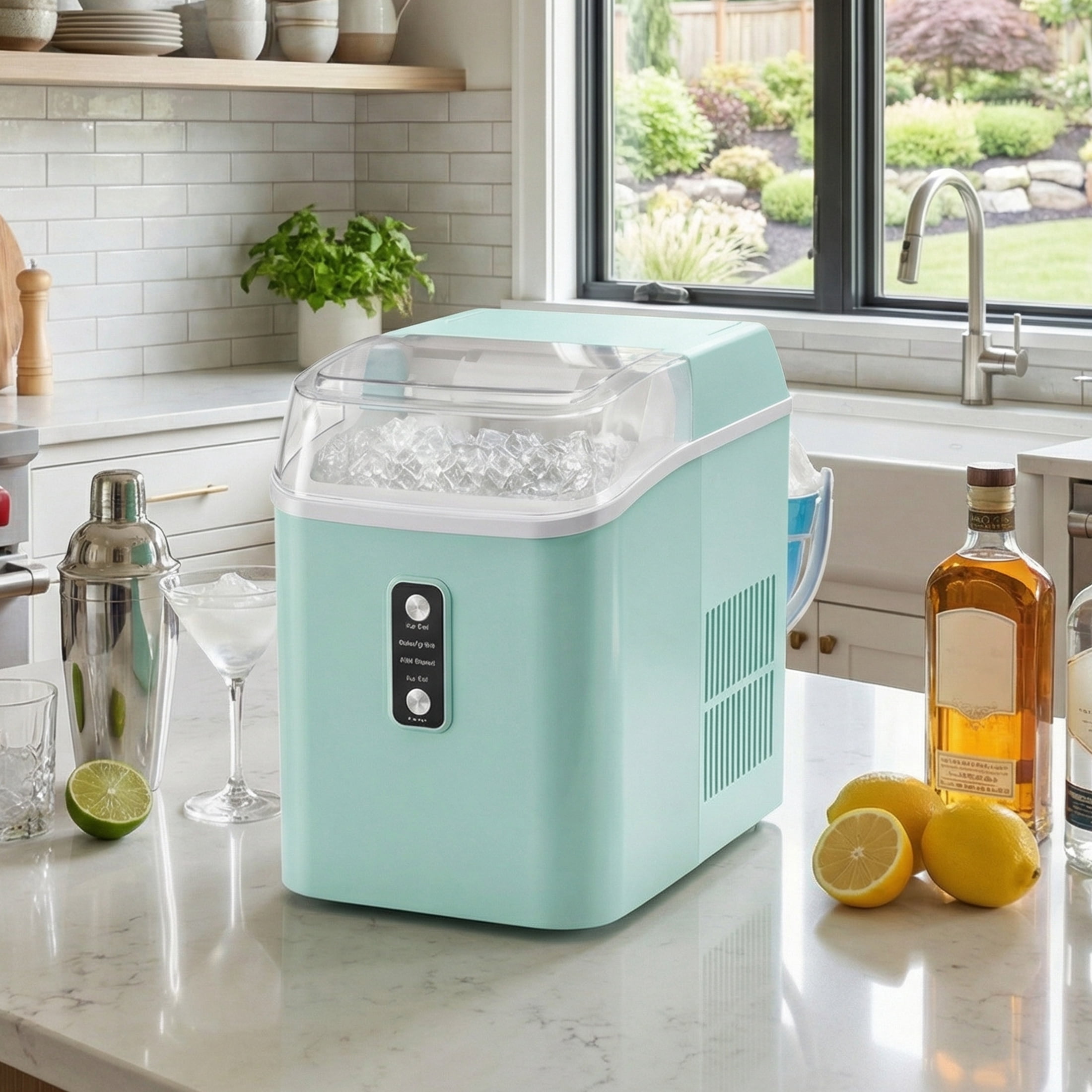 edx Nugget Ice Maker Countertop, 26 lbs/24H , Self-Cleaning Ice Maker , Includes Ice Scoop & 2.65 lbs Removable Basket, Green