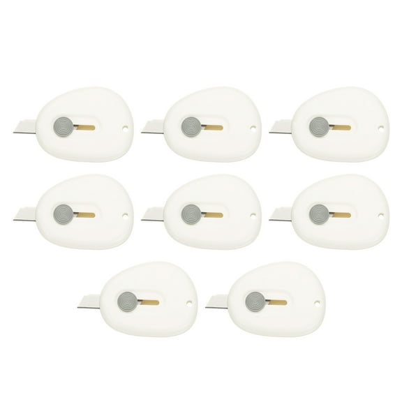Uxcell 8 Pcs Mini Box Cutters Retractable, Small Utility Knife Portable Letter Opener Blade with Keychain, White