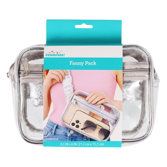 Adjustable Transparent Fanny Pack, Clear, Outdoor & Festival Use, by Way To Celebrate