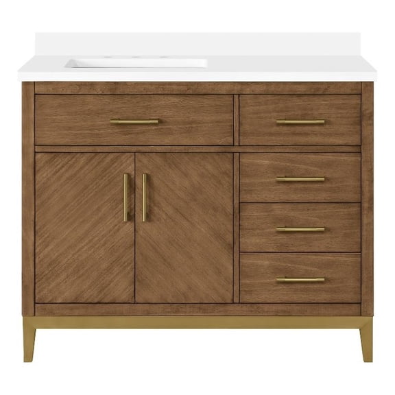 Diya 42" Bathroom Vanity in Macchiato with White Countertop