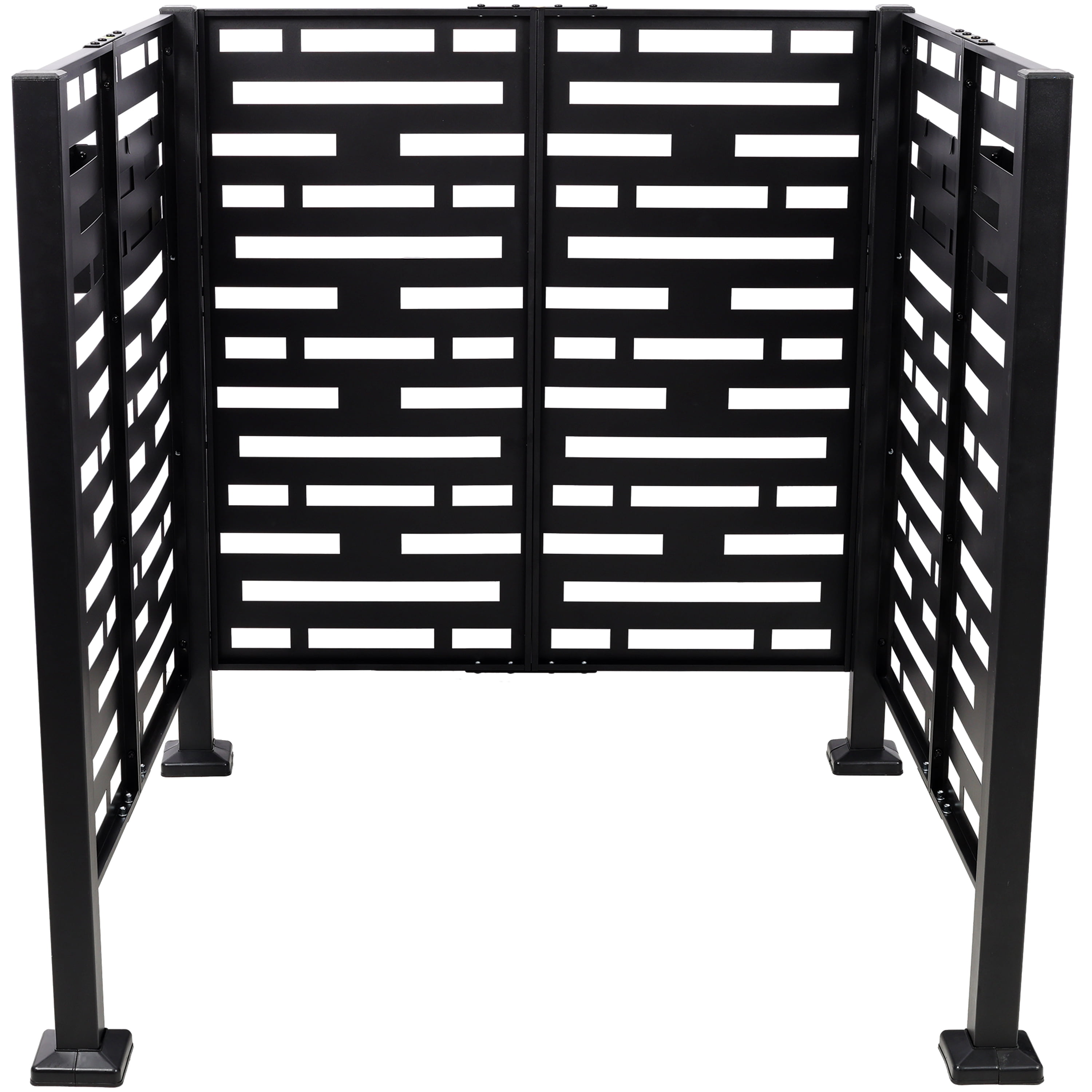 AC Unit Privacy Screen, 3.5x3.5FT Metal Partition with Planter Box for Trash Can AC Hideaway, Black