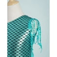 thumbnail image 4 of Sholeno Girls Sleeveless Tassel Latin Dance Dress Fish Scale Metallic Bodysuit Sequin Fringe Skirted Leotard Blue Green 10, 4 of 7