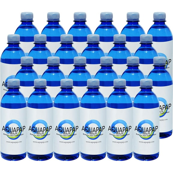 AQUAPAP 16.9 Ounce 24 Pack | 2 Month Supply | Clean Vapor Distilled CPAP Water | 2-3 Nights per Bottle |for use with All Sleep Machines