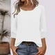thumbnail image 2 of Camiseta para mujer,Camisa informal de poliéster con cuello redondo y mangas 3/4 para mujer, suave y transpirable, ideal para uso diario, sopatenor, 2 of 9