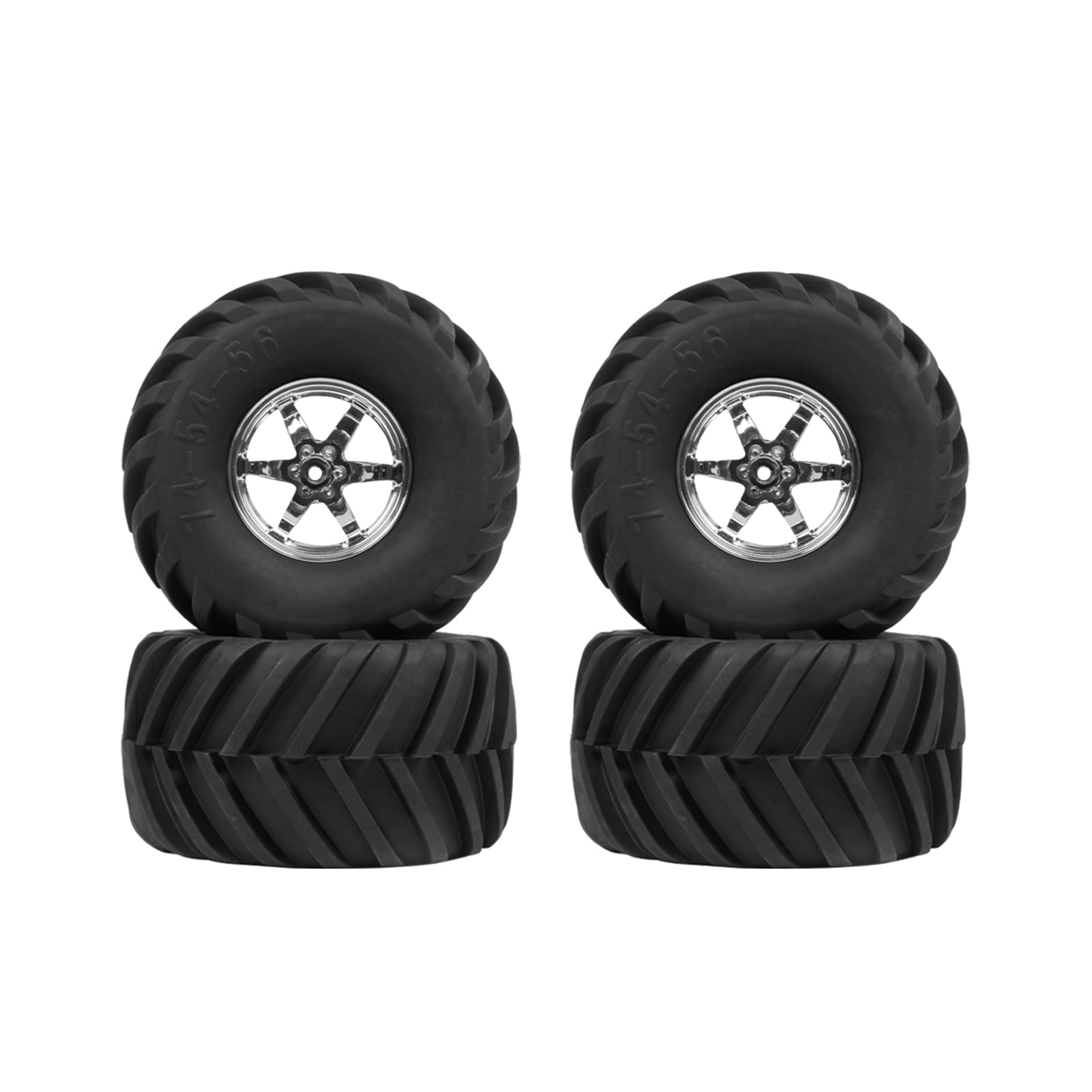 Black 4pcs RC Front Rear Tires And Wheels W/ 12mm Hex For 1/10 RC Off Road Car X 