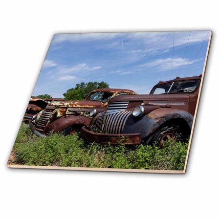 3dRose Texola, Texas-Oklahoma border, USA. Route 66. - Ceramic Tile, 6-inch