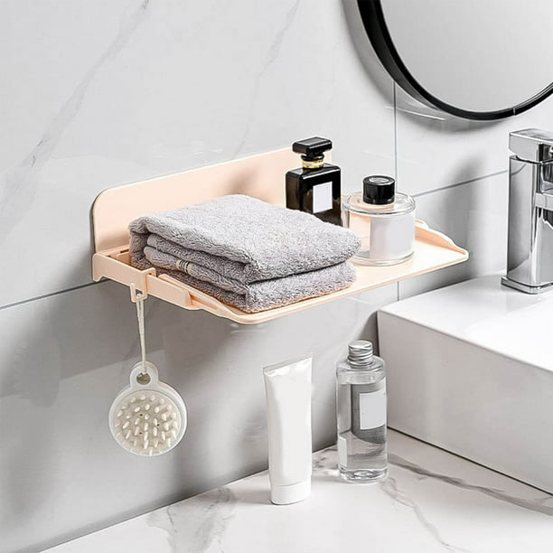 Estante retráctil adhesivo para pared sin clavos ni taladro para baño y cocina | Organizador resistente al agua de ABS con múltiples compartimentos | Estante flotante duradero | 1 unidad | Colores: