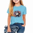 thumbnail image 2 of Amidoa Girls Short Sleeve Graphic Crewneck Summer Independence Day T Shirts Kids Casual Tops Blue Size 2T, 2 of 7