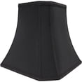 thumbnail image 2 of Black Silk 14 Inch Cut Corner Square Bell Lampshade with Matching Harp and Finial, 2 of 5