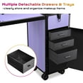 thumbnail image 3 of Byootique Aluminum Rolling Makeup Train Case with Table Salon Charm Cosmetic Organizer, ForgetMeNo Purple, 3 of 11