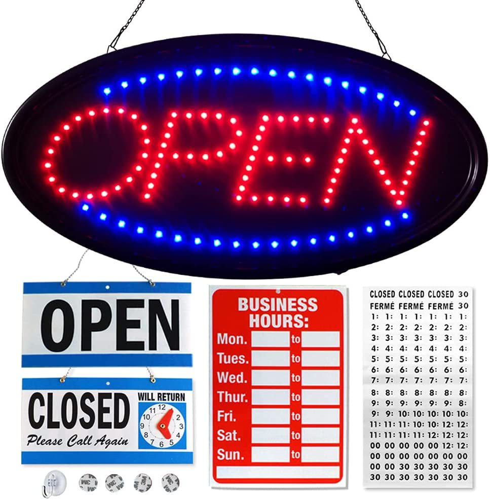 Bar Large LED Open Sign Display Jumbo Light Up 2 Flashing Modes for Store Shop 