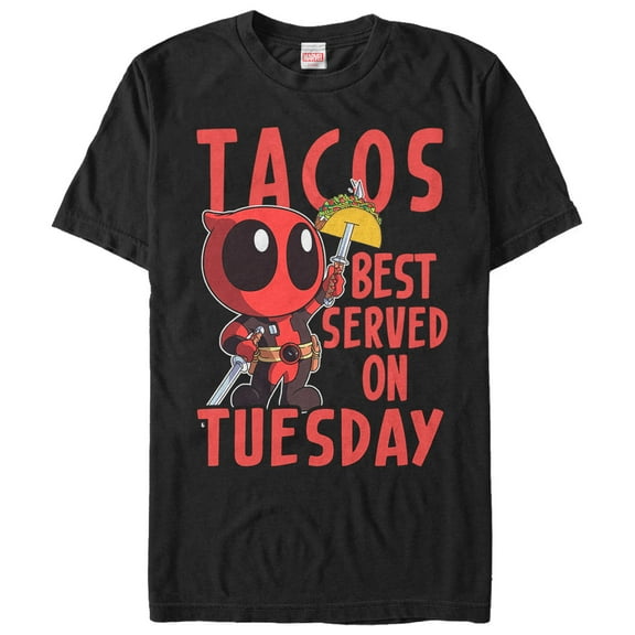 Men's Marvel Deadpool Taco Tuesday Graphic Tee Black 3X Large