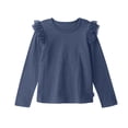 thumbnail image 2 of vdgthytj Toddler Baby Girls Cotton Long Sleeve T-Shirt Kids Ruffle Crewneck Solid Color Basic Layering Tee Tops, 2 of 3