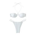 thumbnail image 4 of Arvbitana Women Summer Bikini Sets Swimsuit Sleeveless Swimming Tops Bra + Low Waist Tie Up Thong Beachwear Bathing Suit 2Pcs S-L, 4 of 6