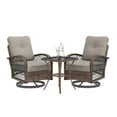 thumbnail image 6 of MELLCOM 3 Pieces Patio Furniture Set, Outdoor Swivel Rocker Patio Chairs, Wicker Patio Bistro Set with Rocking Chair, Thickened Cushions and Glass Coffee Table for Backyard, Garden, Grey, 6 of 9