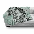 thumbnail image 3 of Birds Soft Flannel Fleece Throw Blanket, Hand Drawn Sketch of Mockingbird on Bloomed Roses and Butterflies, Cozy Plush for Indoor and Outdoor Use, 60" x 80", Baby Blue Pale Blue, by Ambesonne, 3 of 6