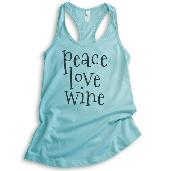 Peace Love Wine Tank Top, Ladies Racerback Tank Top, Alcohol Tank, Party Tank, Cancun, Small