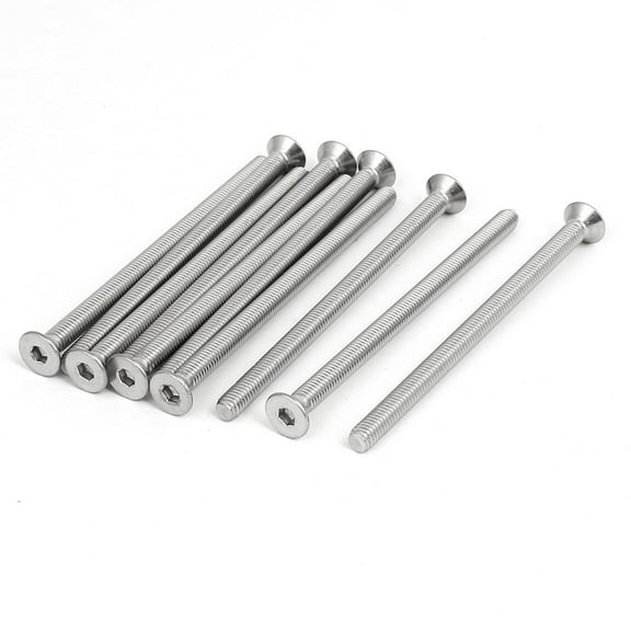 M6x100mm 304 Stainless Steel Flat Head Hex Socket Cap Screws DIN7991 10pcs