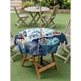 thumbnail image 5 of Outdoor Tablecloth with Umbrella Hole Zipper Summer Coastal Round Tablecloth 54" Waterproof Outside Table Cloth Ocean Oil Painting Coral Patio Table Cover Tablecloths for Picnic Party, 5 of 8