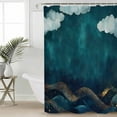 thumbnail image 6 of Shower Curtains Abstract Gold Blue Ocean Wave Bath Curtain Cloud Sky Waterproof Bathroom Shower Curtain Set with Hooks Decoration 72 x 84 Inches, 6 of 7