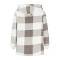 thumbnail image 4 of Womens Tops Hooded Plaid Pocket Winter Loose Warm Mid Length Jacket Outwear Khaki L, 4 of 6