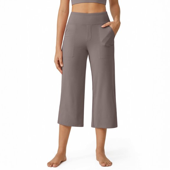 Capri Pants for Women Wide Leg Yoga Dress Cropped Pants Casual Summer Capri Leggings with Pockets XL