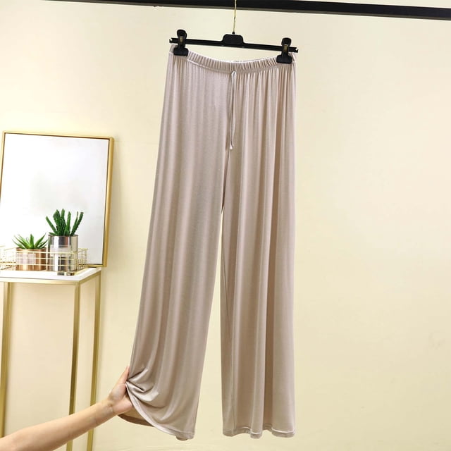asjyhkr Womens Wide Leg Pants Loose Fitting Soft Comfy Modal Sleep Pants Summer Lounge Trousers