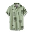 thumbnail image 2 of Floenr Mens T Shirts,Men's Lapel Chest Pocket Hawaiian Print Loose Short Sleeve Shirt, 2 of 4
