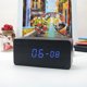 thumbnail image 3 of Reloj despertador digital LED electrónico de madera Visualización de hora/temperatura/fecha Reloj de escritorio 3 niveles de brillo Control de voz Carga USB o suministro de batería - Negro brillar Electrónica, 3 of 5