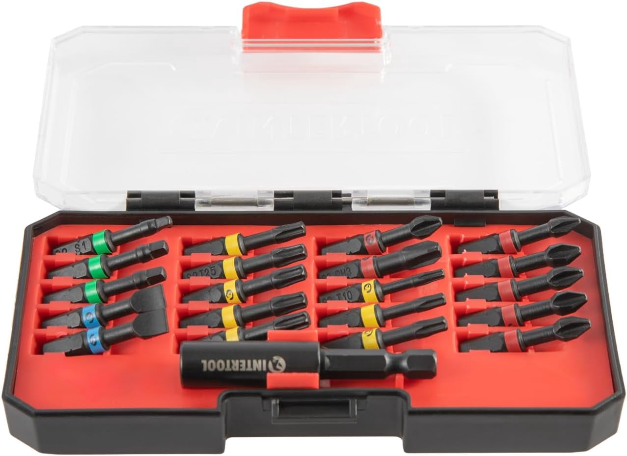 MKEUDQ-21-Piece Impact Driver Bit Set, S2 Steel Screwdriver Bits with Color-Coded Torx Phillips Slotted Square, Magnetic Quick Change Holder, Compact Hard Case for Home Auto Repair | VT08-3381