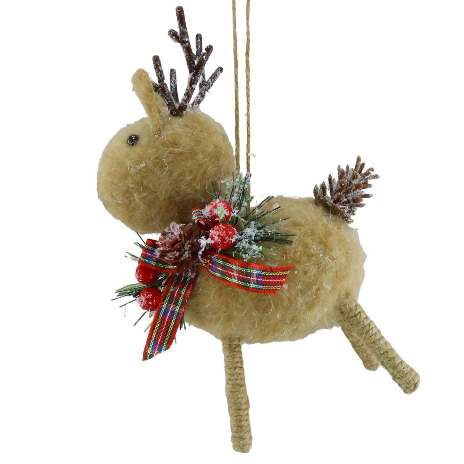 Holiday Time Brown Fabric Reindeer Ornament