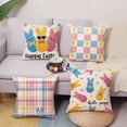 thumbnail image 5 of Happy Easter Hello Peeps Decorative Throw Pillow Covers 18 x 18 Set of 4, Colorful Bunny Rabbit Plaid Porch Outdoor Home Decor, Spring Polka Dots Love Hearts Couch Cushion Case, 5 of 6