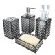 thumbnail image 1 of Set de accesorios de baño Seeatoo, 4 piezas, estampado de diamantes grises, 1 of 6