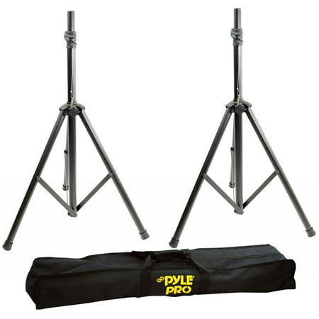 Pyle Heavy-Duty Aluminum Anodizing Dual Speaker Stand with Traveling Bag Kit