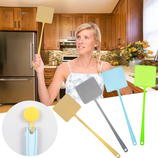 Matamoscas Colorido - Plástico Grueso, Mango Alargado, Esencial para La Cocina de Verano - 1 Paquete