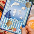 thumbnail image 4 of Summer Sea Background Photo Frame Cutting Dies Rope Wreath Cut Dies Fish Shell Border Die Cuts Anchor Sailboat Cutting Die for Card Making DIY Scrapbooking Crafts, 4 of 7