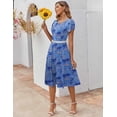 thumbnail image 7 of Zeagoo Summer Dresses for Women 2025 Casual Midi Dress A Line Pleated Sundress Short Sleeve Dress Flare Sundress, 7 of 7