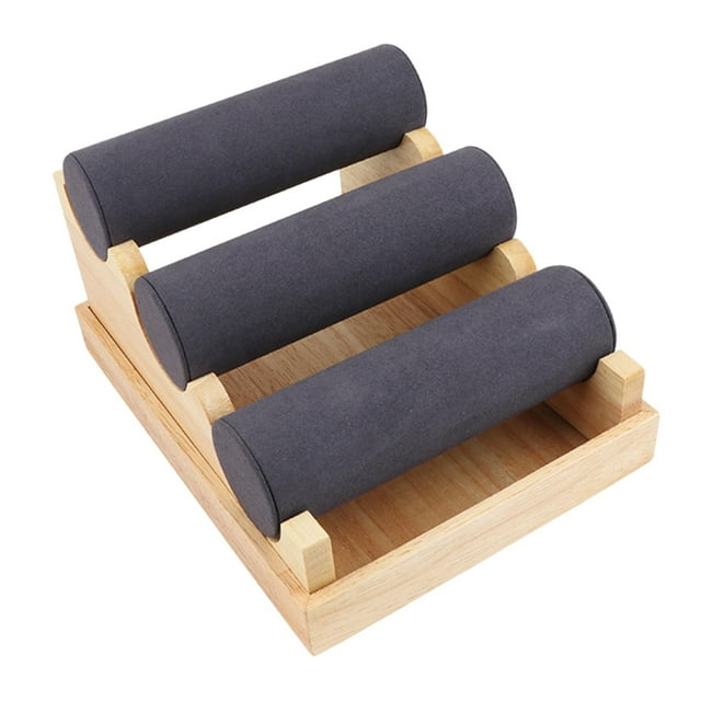 Organizador de pulseras con tres piezas para exhibir joyas y relojes. gris