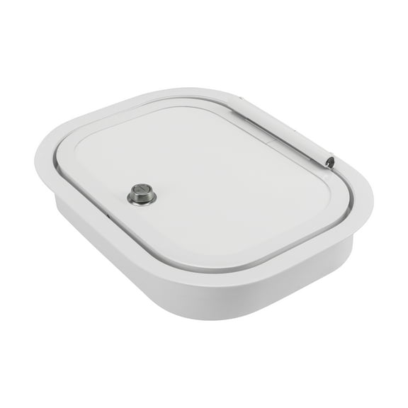 Leisure Coachworks RV Baggage Door 12" Wide X 9" High with Rounded Corners and Thumblocks for RV's- Compartment Access Storage Doors with Top Hinge- Camper Trailer Motor Home- White