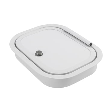 Black RV Camper Baggage Door 12x12 Inch With Rounded Corners - Fiberglass
