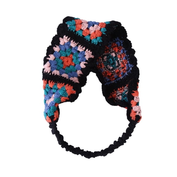 Aellinatey Women Color Matching Hairband Crochet Pastoral Bandanas Headband Elasticity