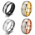 thumbnail image 2 of K-KED Men's Ring Stainless Steel Ring Anti-grain Stone Ring Delicate Jewelry Couple Rings Gifts-silver-13, 2 of 9