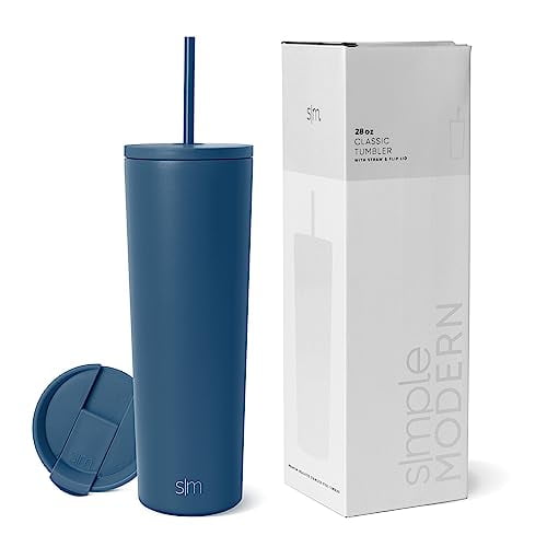 Vaso aislante moderno, sencillo, con tapa y pajita, 500 ml