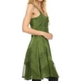 thumbnail image 3 of Sakkas Calleea Mid Length Embroidery Sleeveless Spaghetti Strap Corset Batik Dress - Green - L/XL, 3 of 4