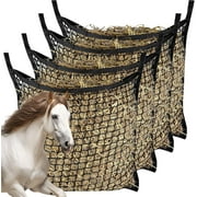 4 PCS Slow Feed Hay Net，31.5" x 35.1"Large Capacity Horse Feed Bag,Horses Hay Bags Easy to Hang for Horse Feeder Full Day Feeding Horses Goat Stall Trailer-Black