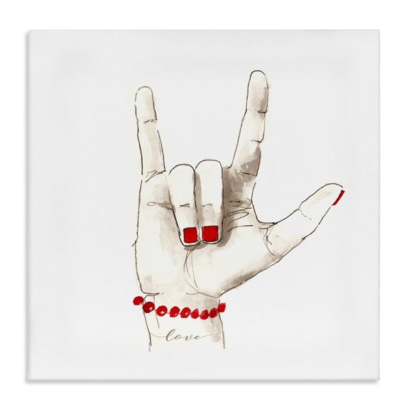 Stupell Industries Modern I Love You Sign Language Red Canvas Art, 24 x 24, by Lanie Loreth