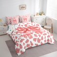 thumbnail image 3 of Homewish Dreamy Cartoon Bow Twin Bedding Sets 7-Piece, Light Coral Leopard Cheetah Print Bedding Comforter Set, Teens Kids Girls Women Reversible Sheet Sets, Breathable Home Decor, 3 of 7